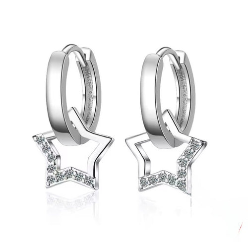 CASSIE - Sparkly Silver Star Hoop